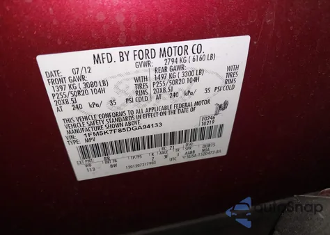 2013 Ford Explorer Limited z USA, uszkodzony, nr VIN 1FM5K7F85DGA94133